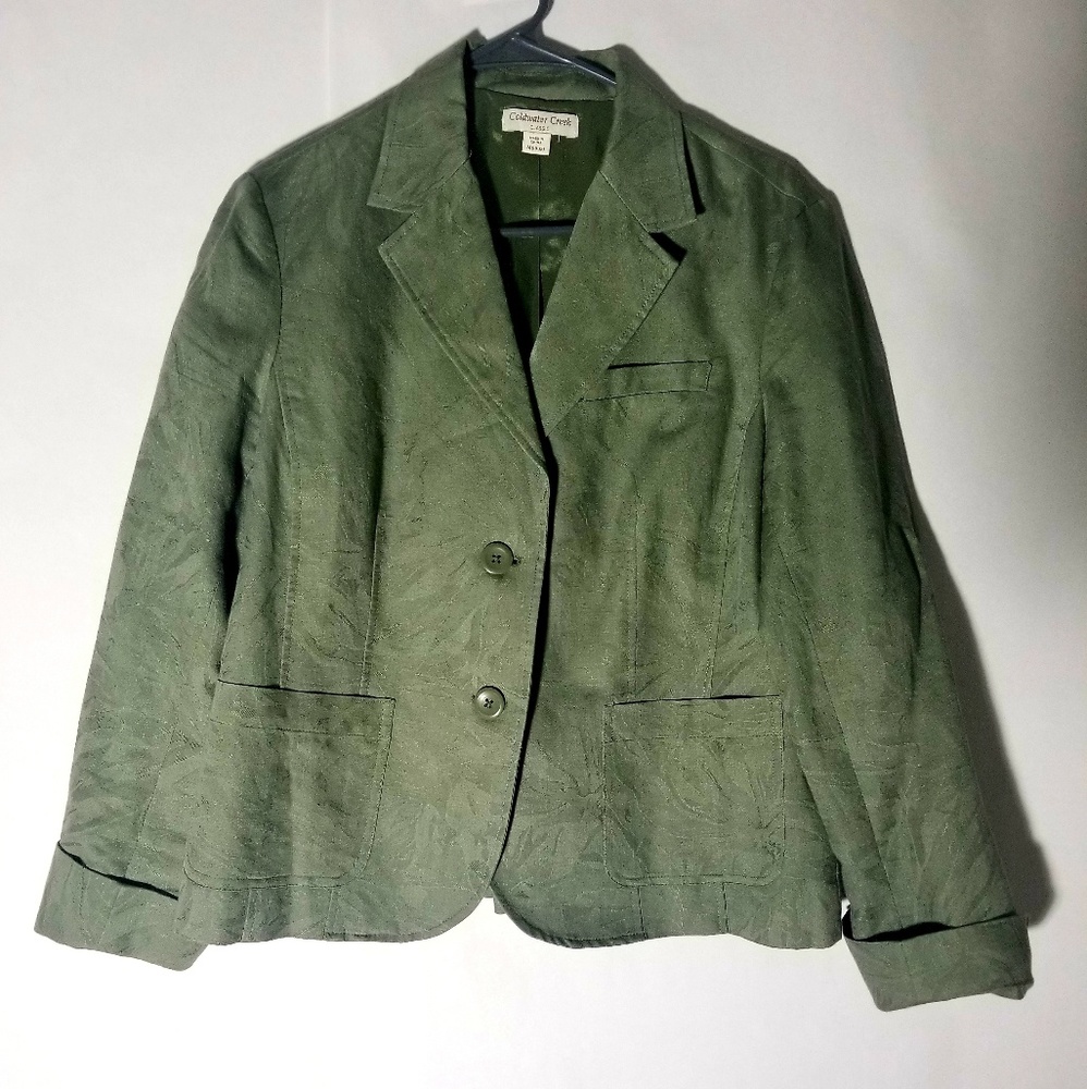 Coldwater Creek Textured Fabric Olive Green Blazer